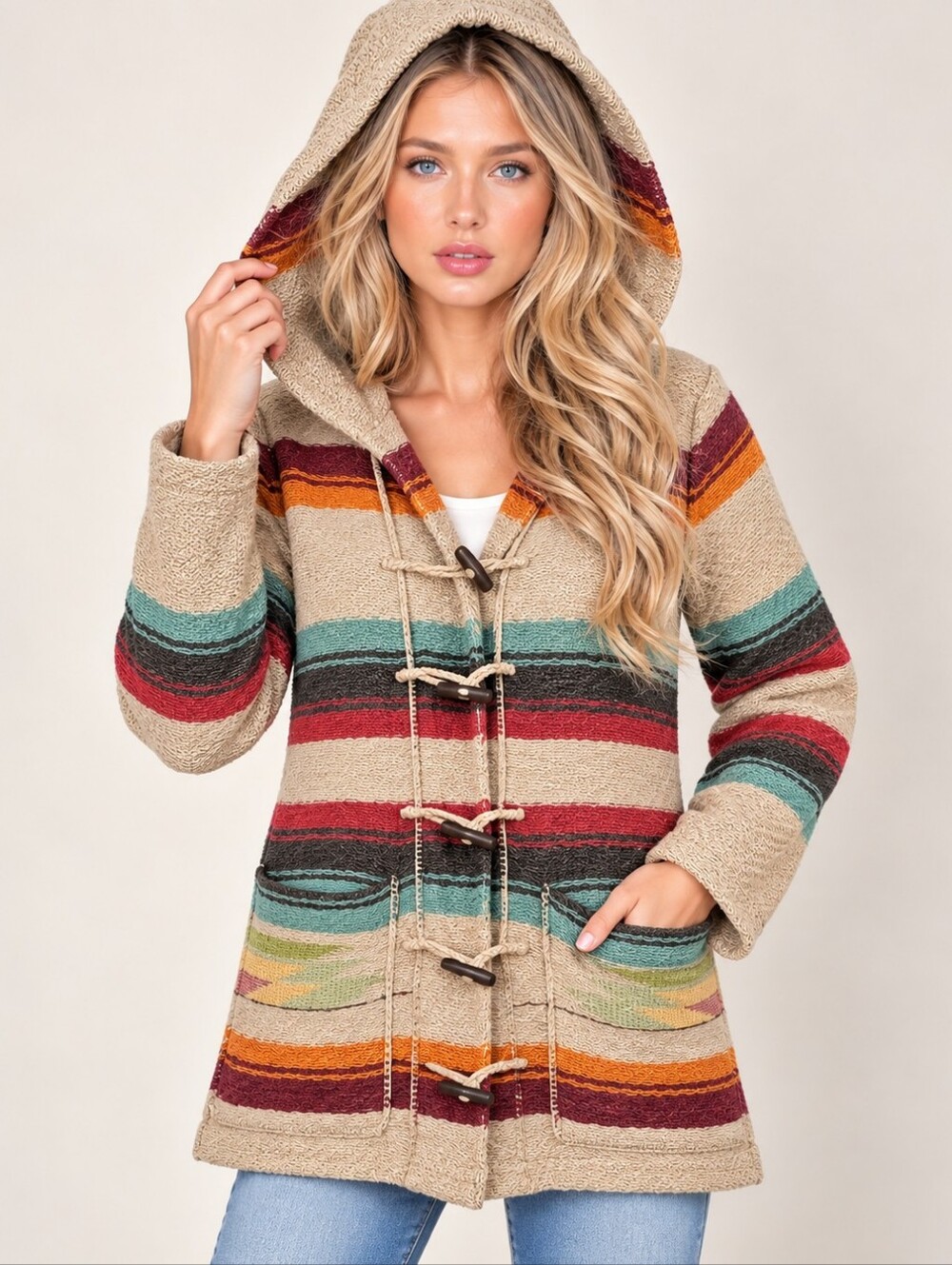 Ralph Lauren Linen Cotton Silk Striped Hooded Cardigan Sweater XS